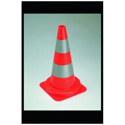 Cône de signalisation - 50cm - PVC souple - bandes retro-réfléchissantes