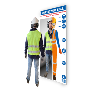 MIROIR CONSIGNE DE SECURITE CONTROLE PORT EPI 1900X850MM