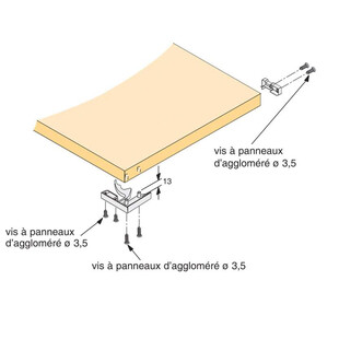 CLIPS D'ENFICHAGE POUR TABLETTE OU TIROIR BOIS FOND AFFLEURANT