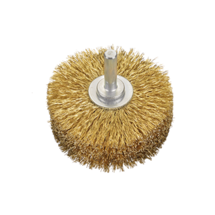 BROSSE CIRCULAIRE SUR TIGE DE 8 MM Ø80 MM ÉP.35 MM ACIER CÂBLÉ 0,25 MM