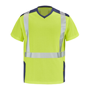 T-SHIRT MANCHES COURTES FLUO SAFE XP JAUNE FLUO/MARINE