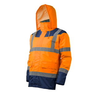 PARKA KETA MATELASSEE POLYSTER HI-VIZ ORANGE/MARINE