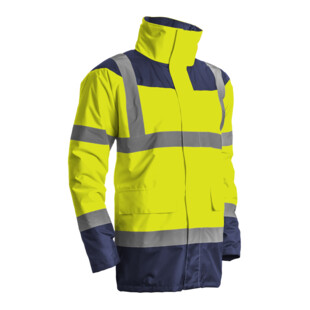 PARKA KETA MATELASSEE POLYSTER HI-VIZ JAUNE/MARINE